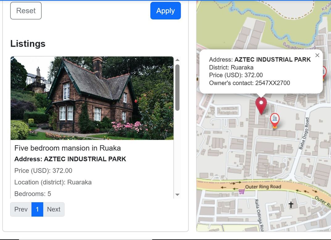Rentals GIS Listing View